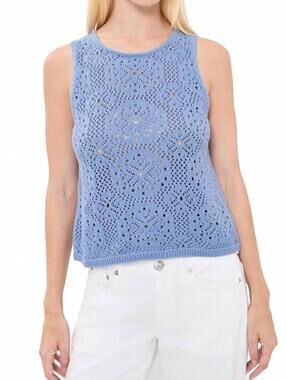 NEW SPLENDID beckham crochet sweater tank top in azure